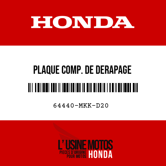 image de 64440-MKK-D20 PLAQUE COMP. DE DERAPAGE