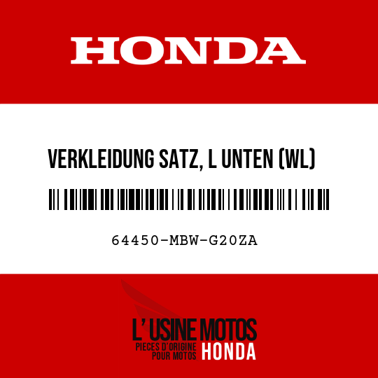 image de 64450-MBW-G20ZA VERKLEIDUNG SATZ, L UNTEN (WL) TYPE1 (TYPE1 )
