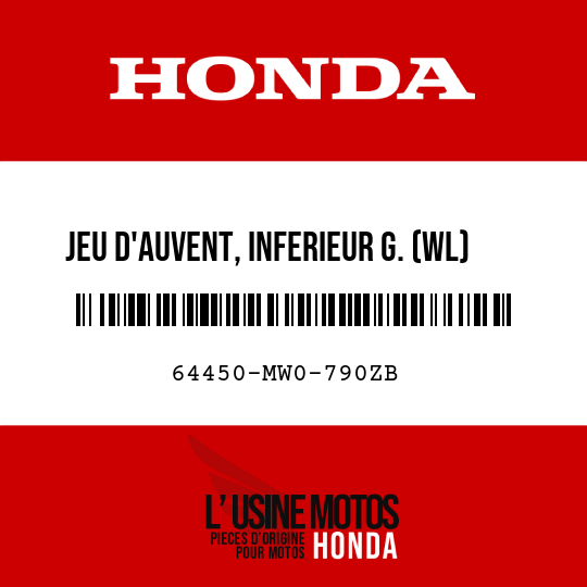 image de 64450-MW0-790ZB JEU D'AUVENT, INFERIEUR G. (WL) TYPE6 