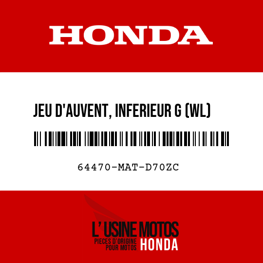 image de 64470-MAT-D70ZC JEU D'AUVENT, INFERIEUR G (WL) TYPE3 
