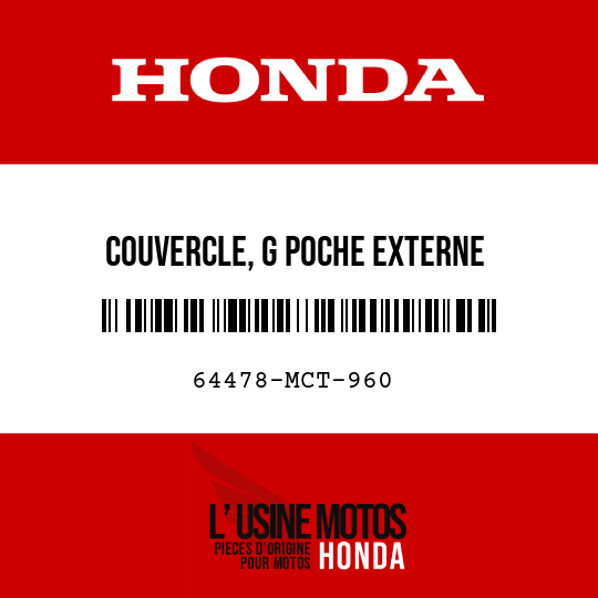image de 64478-MCT-960 COUVERCLE, G POCHE EXTERNE