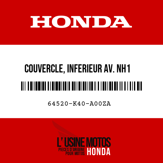 image de 64520-K40-A00ZA COUVERCLE, INFERIEUR AV. NH1