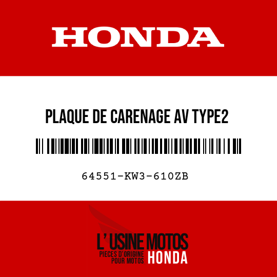 image de 64551-KW3-610ZB PLAQUE DE CARENAGE AV TYPE2 