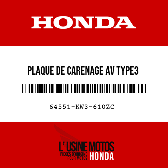 image de 64551-KW3-610ZC PLAQUE DE CARENAGE AV TYPE3 