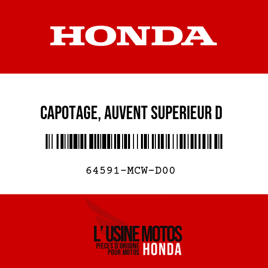 image de 64591-MCW-D00 CAPOTAGE, AUVENT SUPERIEUR D