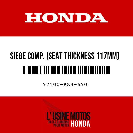 image de 77100-KZ3-670 SIEGE COMP. (SEAT THICKNESS 117MM)