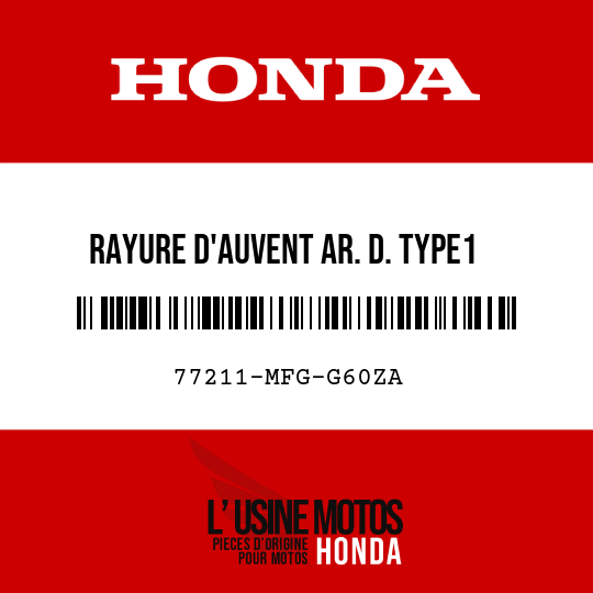 image de 77211-MFG-G60ZA RAYURE D'AUVENT AR. D. TYPE1 