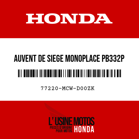 image de 77220-MCW-D00ZK AUVENT DE SIEGE MONOPLACE PB332P 