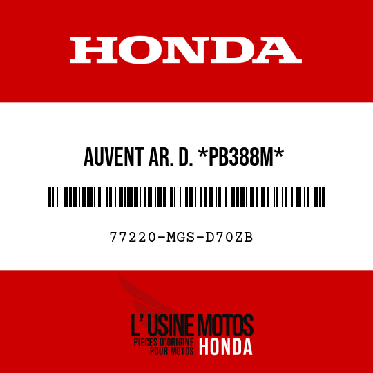 image de 77220-MGS-D70ZB AUVENT AR. D. *PB388M*