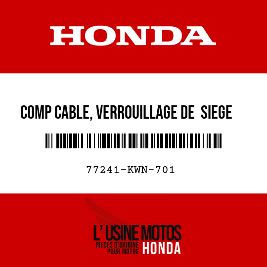 image de 77241-KWN-701 COMP CABLE, VERROUILLAGE DE  SIEGE