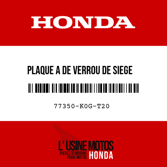 image de 77350-K0G-T20 PLAQUE A DE VERROU DE SIEGE