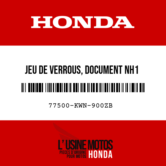 image de 77500-KWN-900ZB JEU DE VERROUS, DOCUMENT NH1