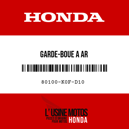 image de 80100-K0F-D10 GARDE-BOUE A AR