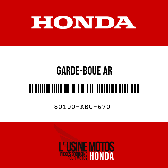 image de 80100-KBG-670 GARDE-BOUE AR
