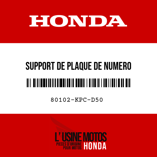 image de 80102-KPC-D50 SUPPORT DE PLAQUE DE NUMERO