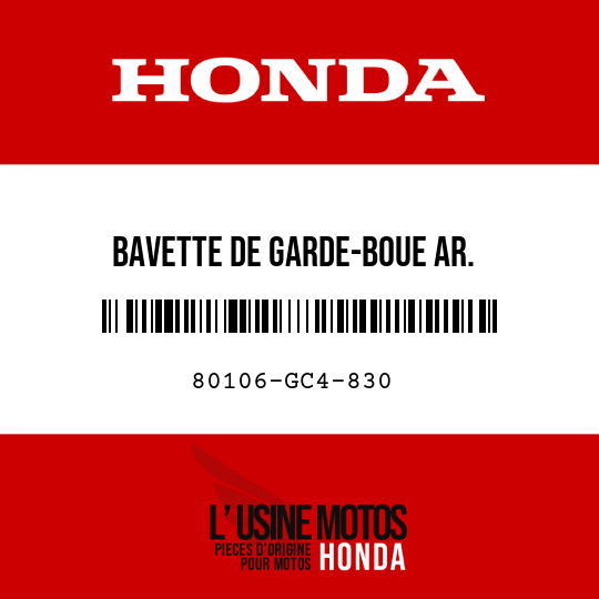 image de 80106-GC4-830 BAVETTE DE GARDE-BOUE AR.