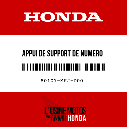 image de 80107-MKJ-D00 APPUI DE SUPPORT DE NUMERO