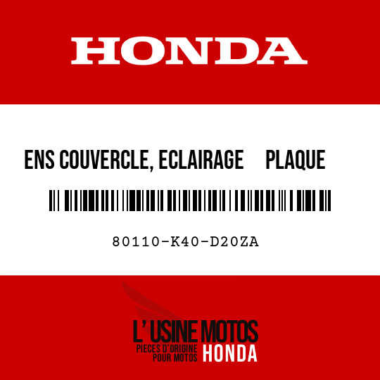 image de 80110-K40-D20ZA ENS COUVERCLE, ECLAIRAGE     PLAQUE (WL) TYPE1