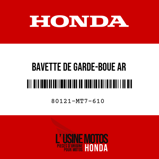 image de 80121-MT7-610 BAVETTE DE GARDE-BOUE AR