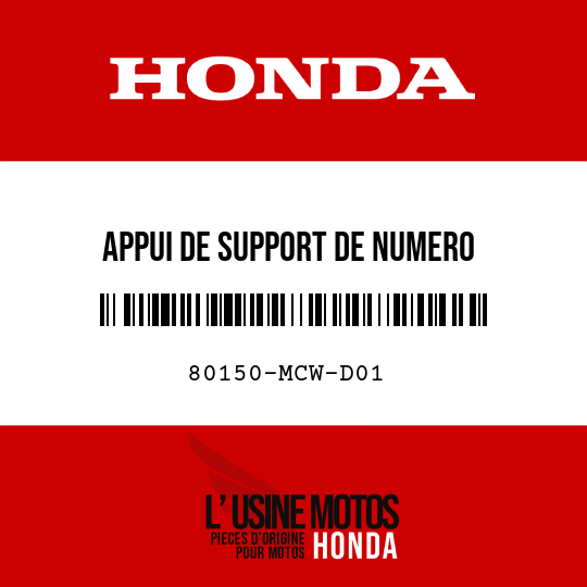 image de 80150-MCW-D01 APPUI DE SUPPORT DE NUMERO