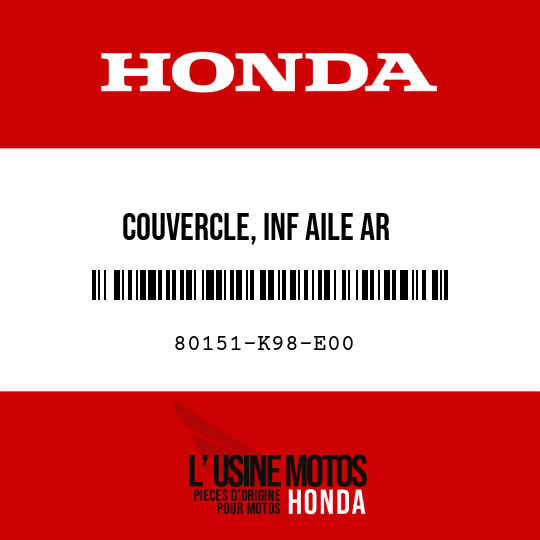image de 80151-K98-E00 COUVERCLE, INF AILE AR