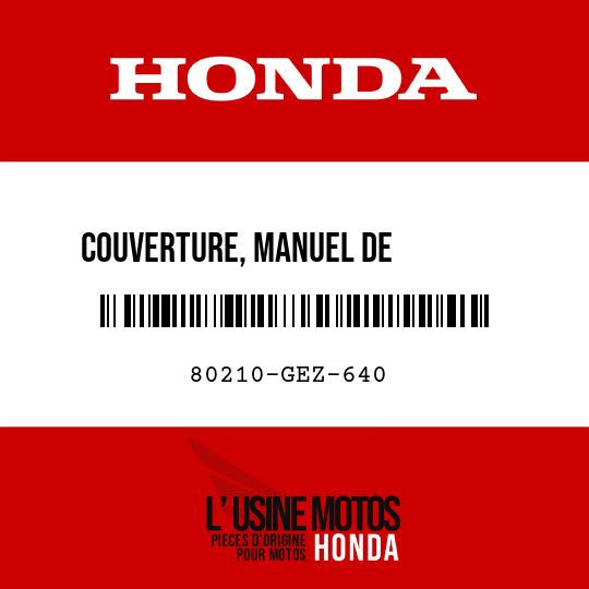 image de 80210-GEZ-640 COUVERTURE, MANUEL DE         L'UTILISATEUR