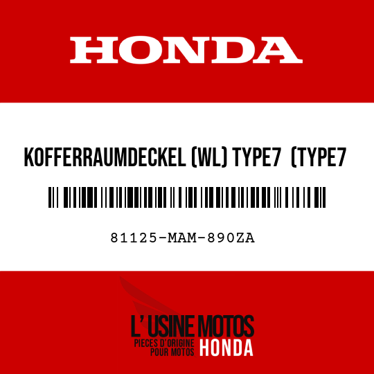 image de 81125-MAM-890ZA KOFFERRAUMDECKEL (WL) TYPE7  (TYPE7 )