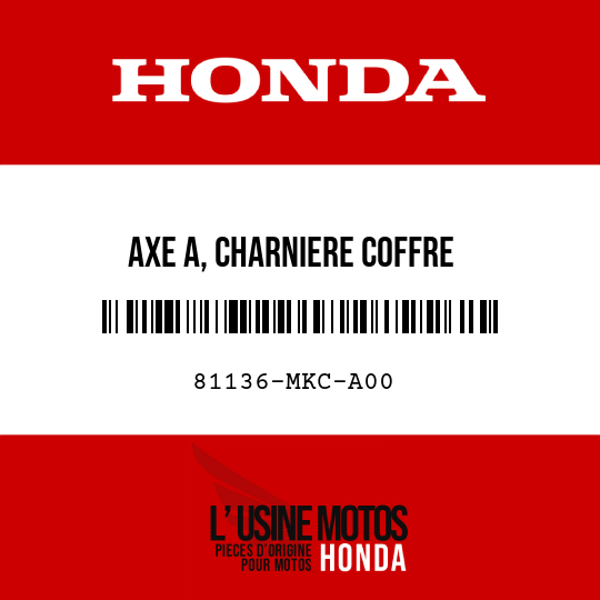 image de 81136-MKC-A00 AXE A, CHARNIERE COFFRE