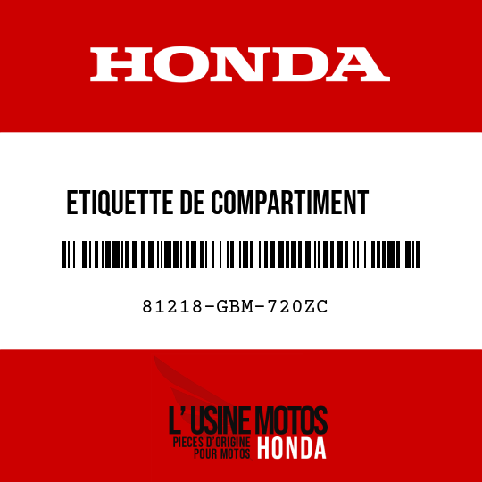 image de 81218-GBM-720ZC ETIQUETTE DE COMPARTIMENT     CENTRAL TYPE1