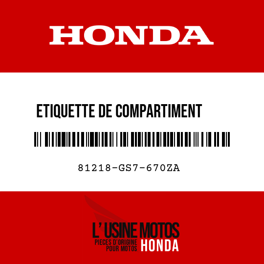 image de 81218-GS7-670ZA ETIQUETTE DE COMPARTIMENT     CENTRAL TYPEW 