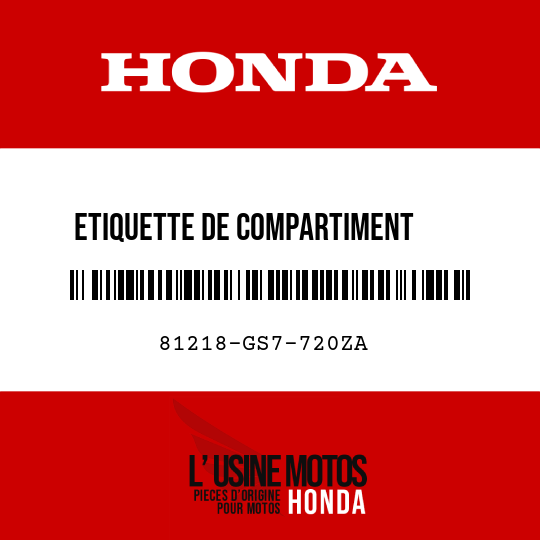 image de 81218-GS7-720ZA ETIQUETTE DE COMPARTIMENT     CENTRAL (FRANCAIS) TYPEW