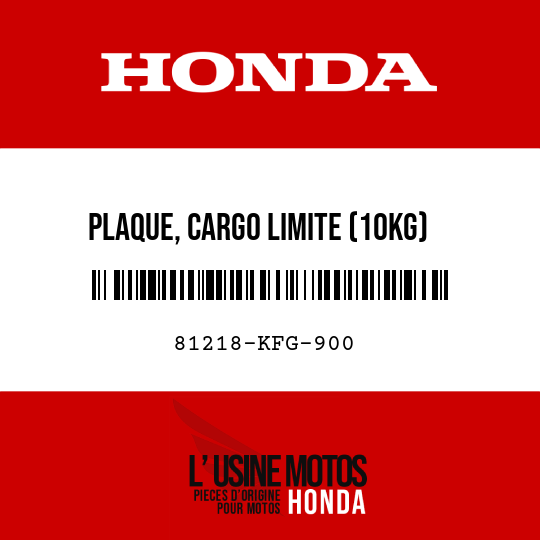 image de 81218-KFG-900 PLAQUE, CARGO LIMITE (10KG)