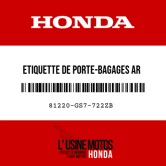 image de 81220-GS7-722ZB ETIQUETTE DE PORTE-BAGAGES AR (FRANCAIS) TYPEW 