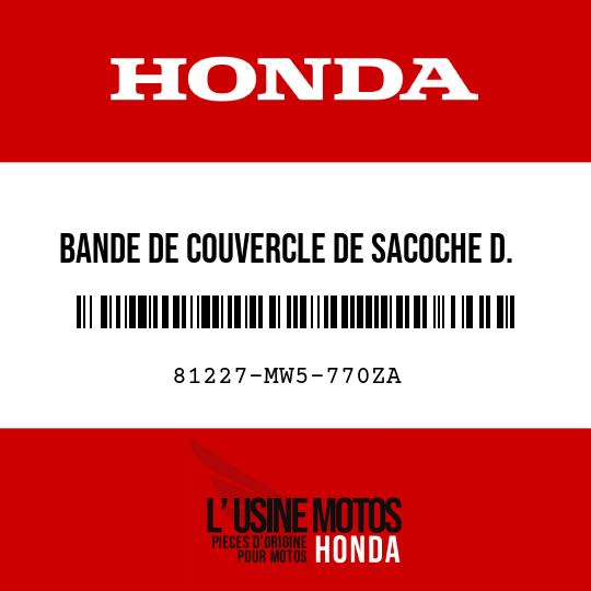 image de 81227-MW5-770ZA BANDE DE COUVERCLE DE SACOCHE D. TYPE2 
