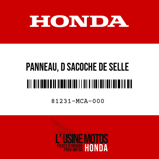 image de 81231-MCA-000 PANNEAU, D SACOCHE DE SELLE
