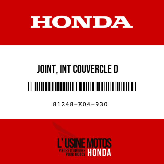 image de 81248-K04-930 JOINT, INT COUVERCLE D