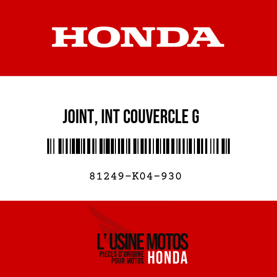 image de 81249-K04-930 JOINT, INT COUVERCLE G