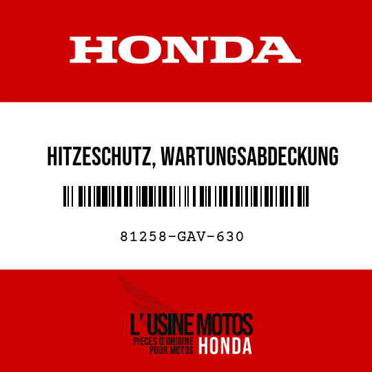 image de 81258-GAV-630 HITZESCHUTZ, WARTUNGSABDECKUNG