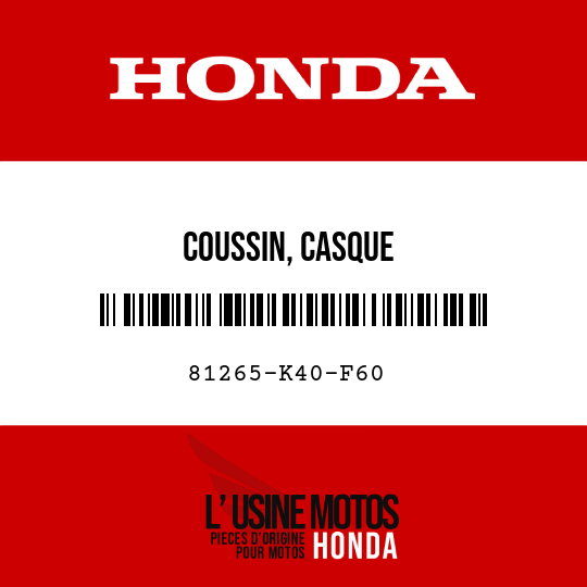 image de 81265-K40-F60 COUSSIN, CASQUE