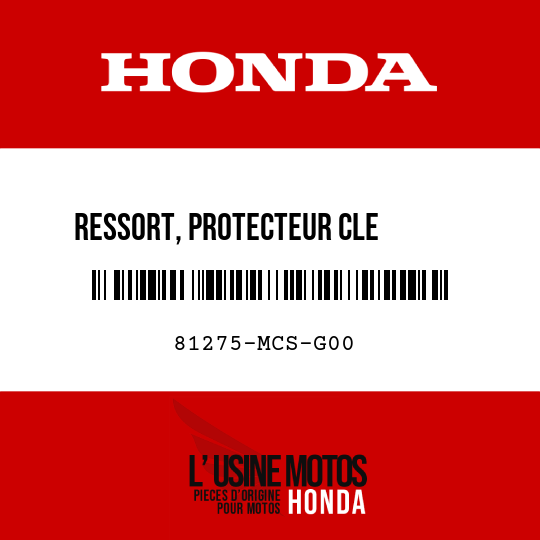 image de 81275-MCS-G00 RESSORT, PROTECTEUR CLE       SACOCHE DE SELLE