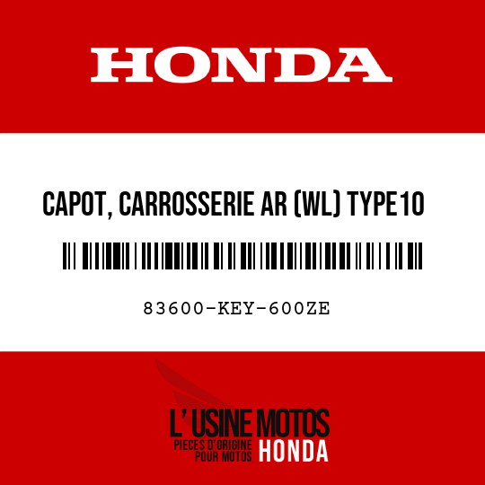 image de 83600-KEY-600ZE CAPOT, CARROSSERIE AR (WL) TYPE10 