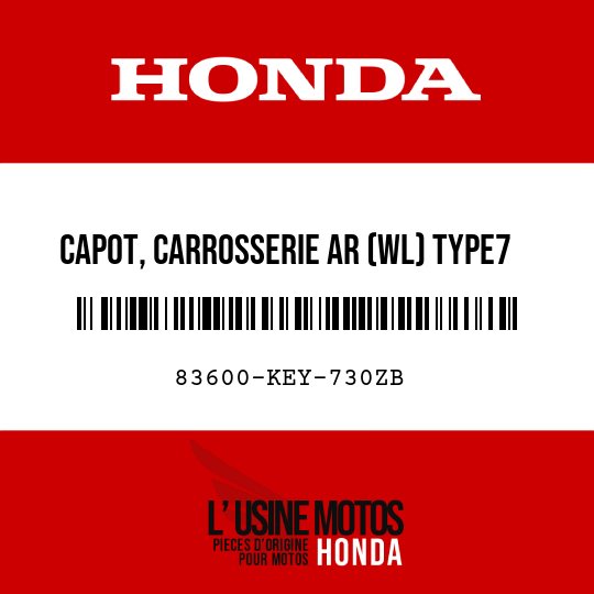 image de 83600-KEY-730ZB CAPOT, CARROSSERIE AR (WL) TYPE7 