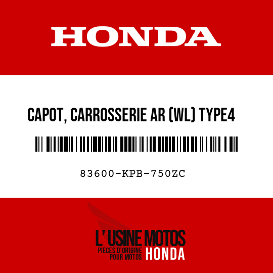 image de 83600-KPB-750ZC CAPOT, CARROSSERIE AR (WL) TYPE4 