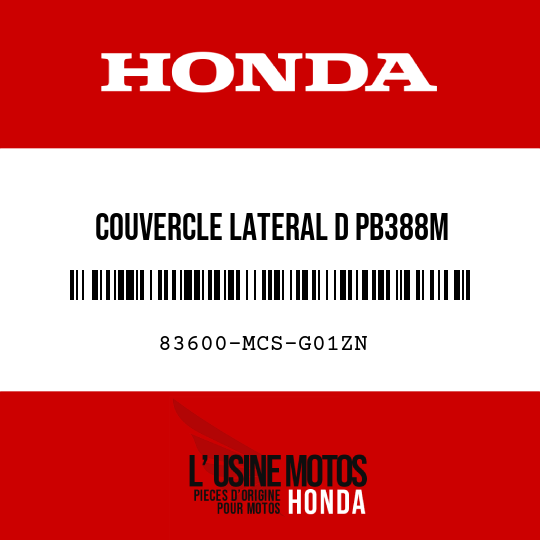 image de 83600-MCS-G01ZN COUVERCLE LATERAL D PB388M