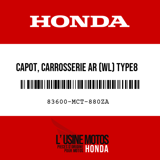 image de 83600-MCT-880ZA CAPOT, CARROSSERIE AR (WL) TYPE8 
