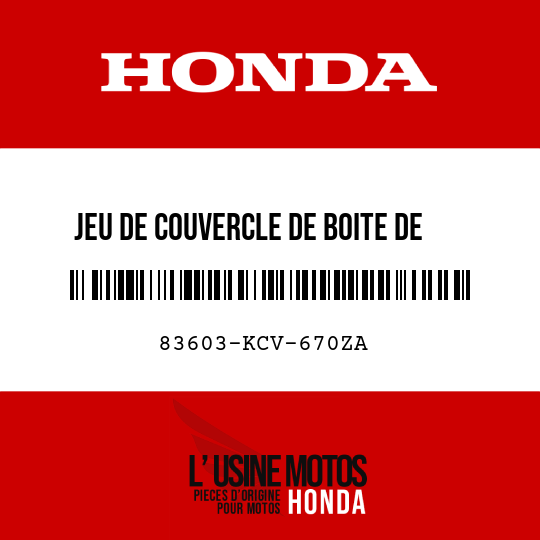image de 83603-KCV-670ZA JEU DE COUVERCLE DE BOITE DE  FILTRE A AIR (WL) NH138 