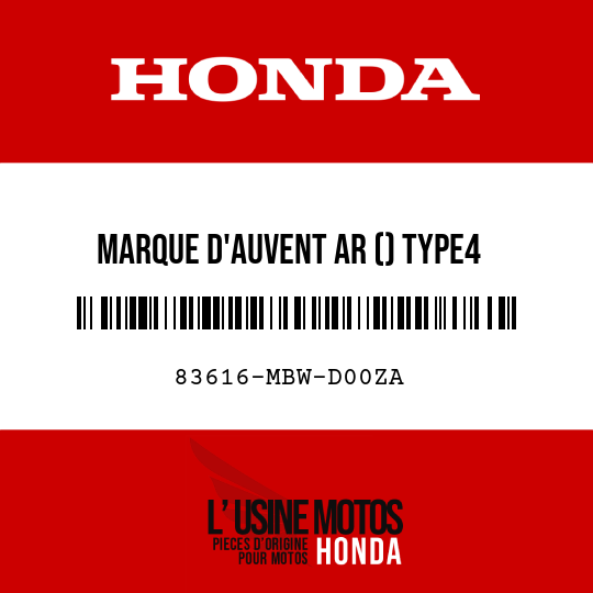 image de 83616-MBW-D00ZA MARQUE D'AUVENT AR () TYPE4