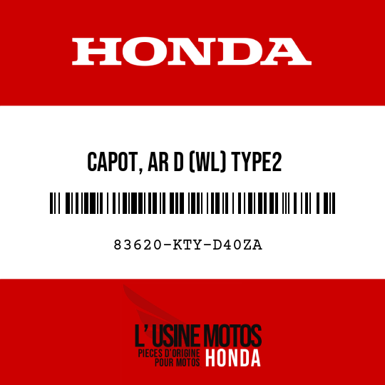 image de 83620-KTY-D40ZA CAPOT, AR D (WL) TYPE2