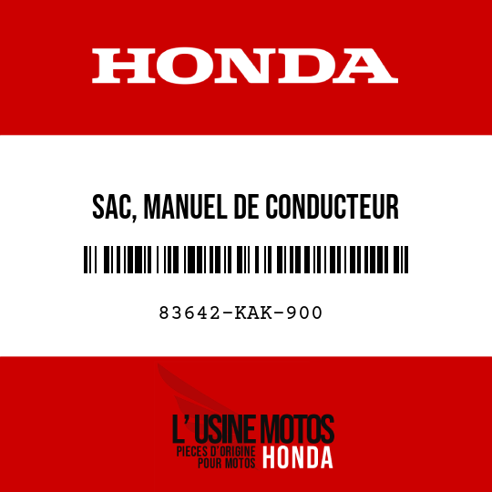 image de 83642-KAK-900 SAC, MANUEL DE CONDUCTEUR