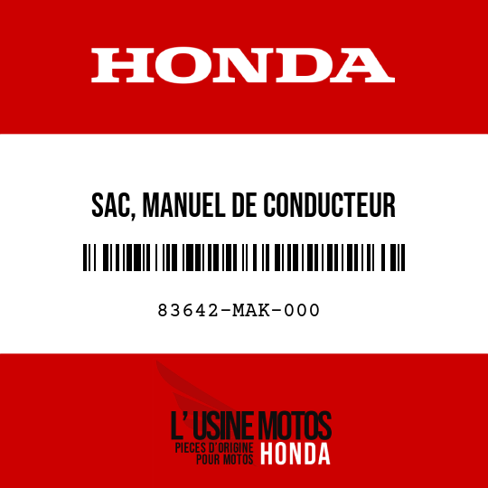 image de 83642-MAK-000 SAC, MANUEL DE CONDUCTEUR